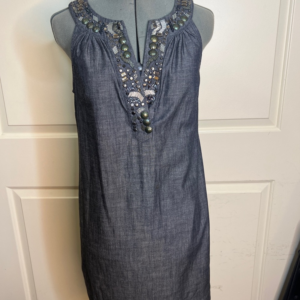 New York & Company Embellished Denim Top
